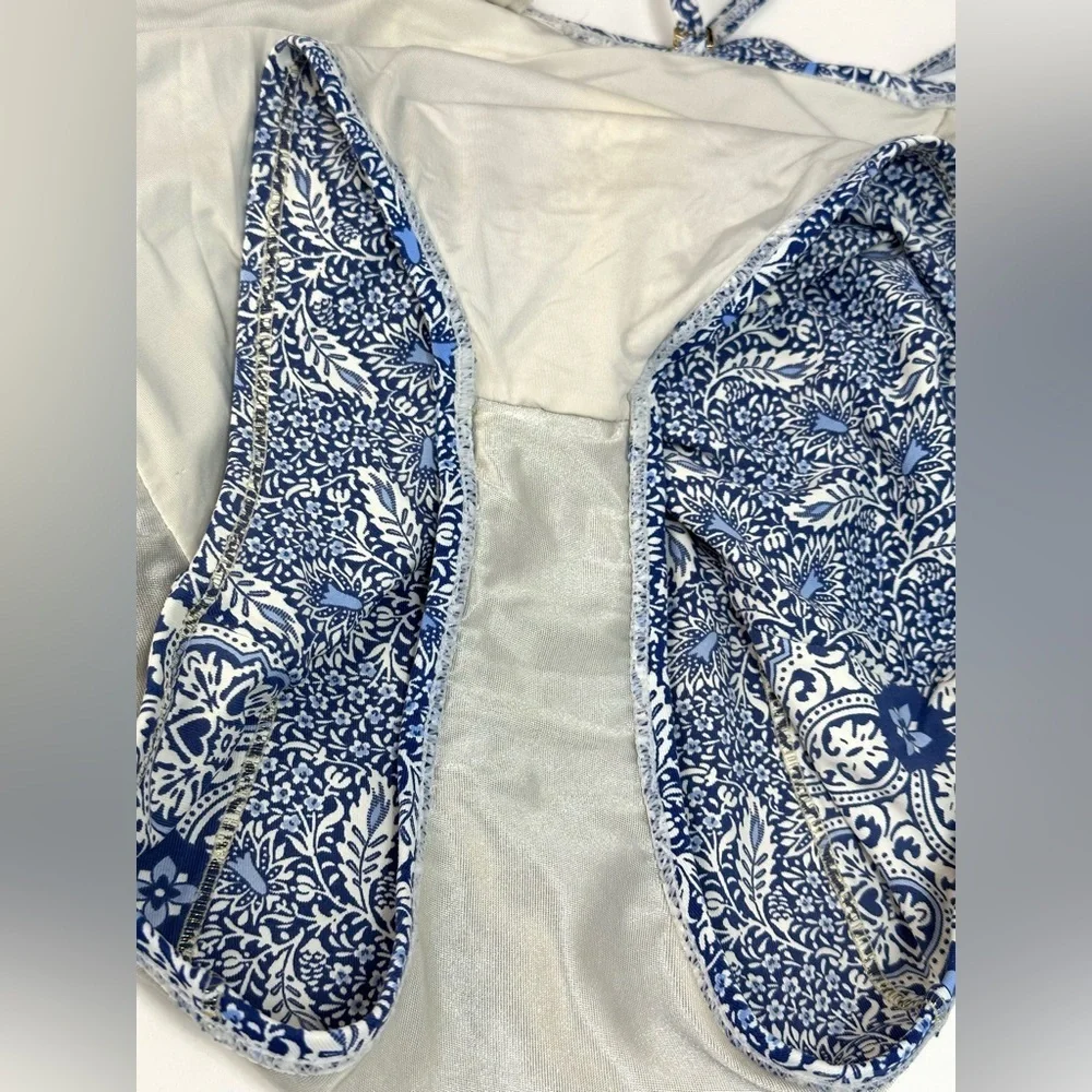 Ondademar Cassia One Piece blue white Geometric print size Small